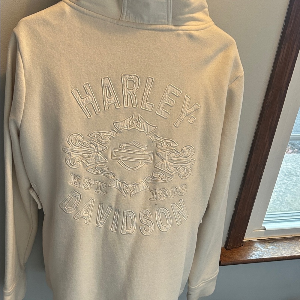 Harley-Davidson Cream Embroidered Hoodie